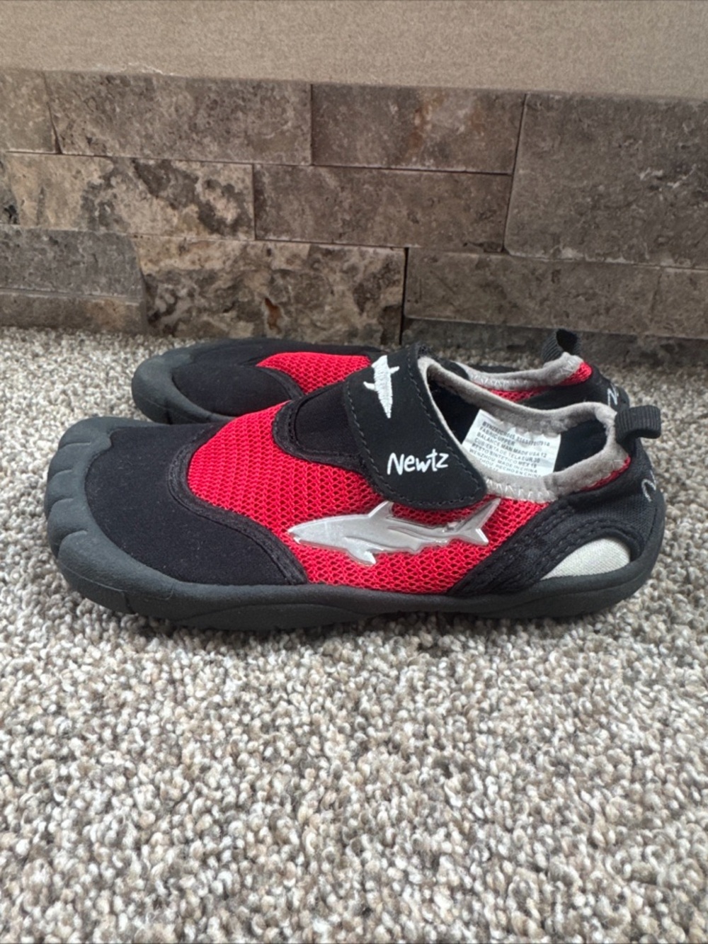 Newtz Little Kids Size 12 Red and Black Water Shoes EUC